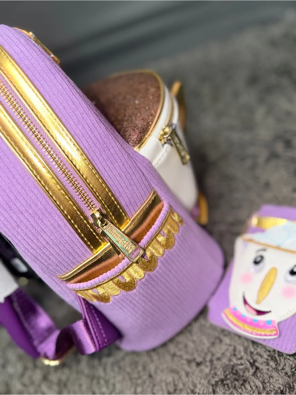 Loungefly Lavender Chip Mini Backpack and Matching Cardholder Set